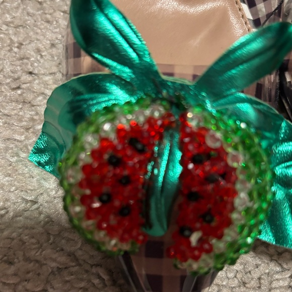 Betsey Johnson Vivviann Gingham Watermelon Pearl Ankle Strap Pumps Heels Size 8 - Picture 7 of 10